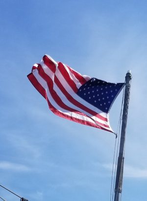 Battleship Flown American Flag