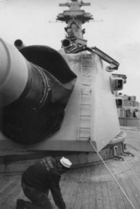 Damage to Turret 1 from a North Korean shore installation 
