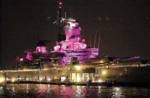 Battleship Lit Pink for Breast Cancer Awareness Month @ Battleship New Jersey