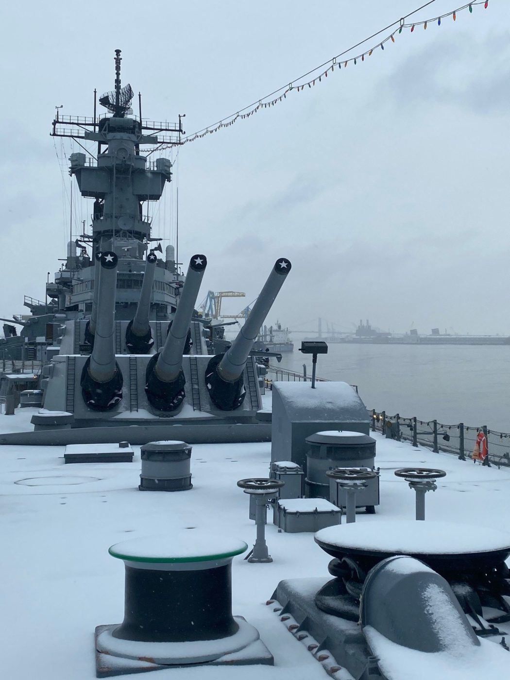 Snow Covered Forecastle Battleship New Jersey
